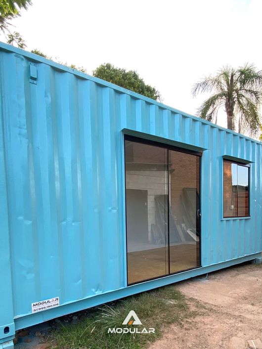 Casa Container Azul Turquesa - Modular Construção | Container Marítimo Gravataí RS